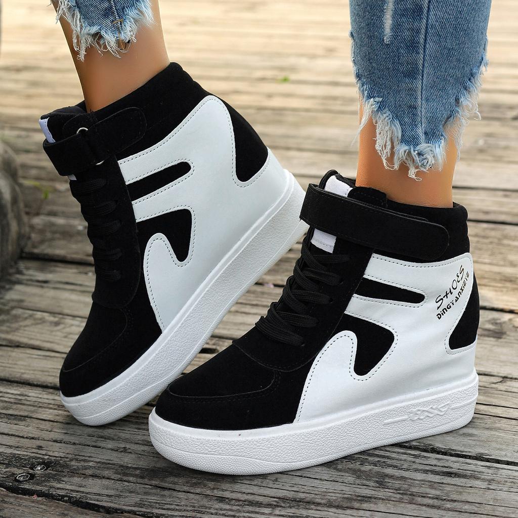 Rode sneakers dames Zwarte Platform Vulcaniseer Schoenen Dames Hoge top Platform Sneakers dames Casual Sleehakken schoenen Dames Schoenen herfst