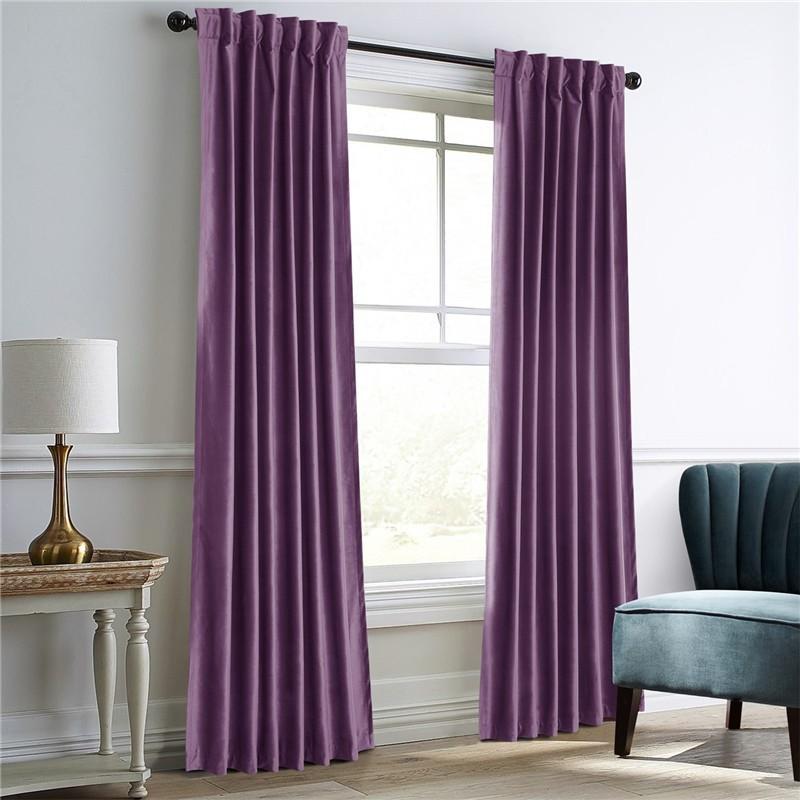 Fleece Solid Color Blackout Curtain Cloth, Living Room Bedroom Blackout Curtain Finished Multi-Color