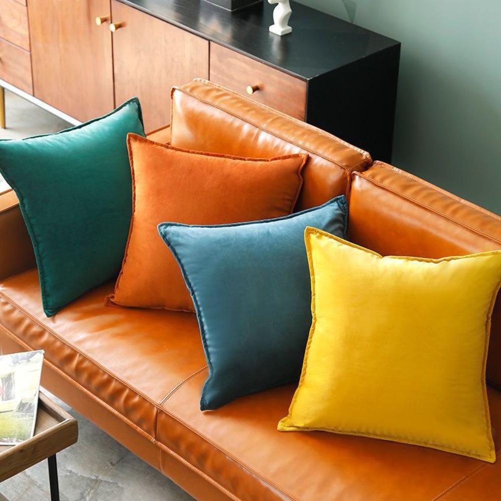 Solid Color Velvet Throw Pillow Cover Nordic Style Sofa Pillowcase Cushion Cover  Bedding