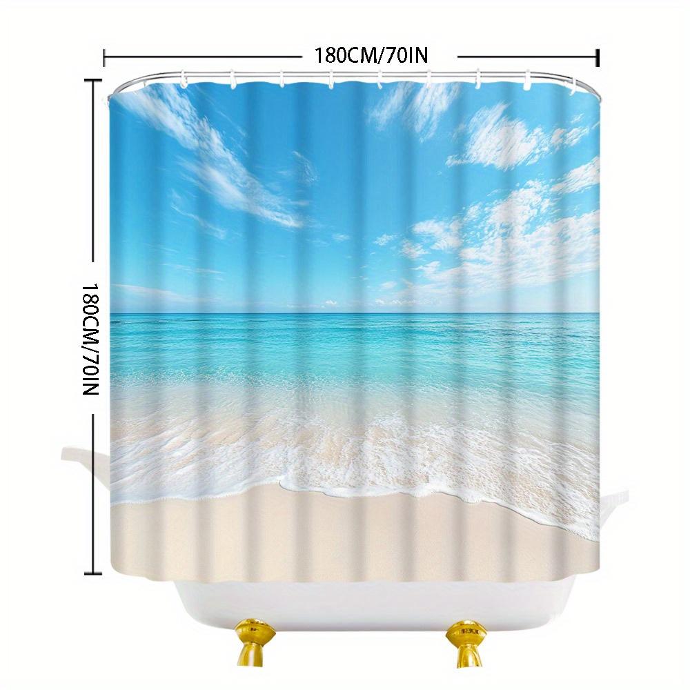 Waterproof Shower Curtain with a Serene Beach Scene Bringing the Calmness of Ocean Waves and Blue Skies to Your Bathroom