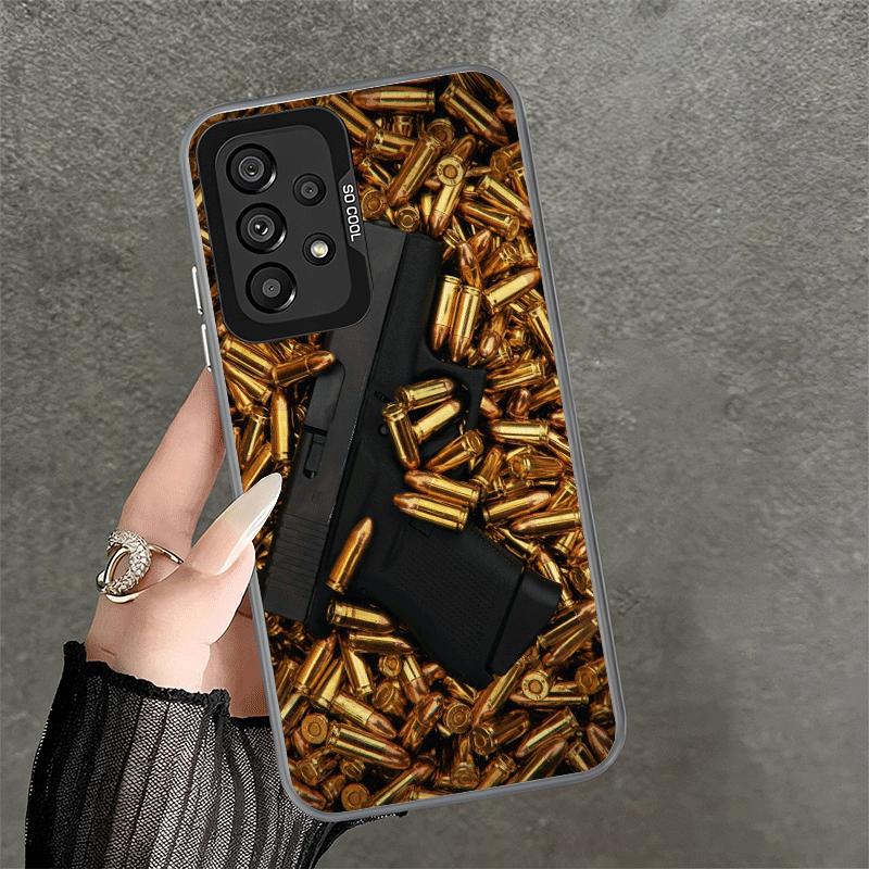 Goldene Waffenkugeln AK47 Pistole Weiche Handyhülle für Samsung A17 A16 A15 A14 A13 A57 A56 A55 A54 A53 A37 A36 A35 A34 A33 A26 A25 A2