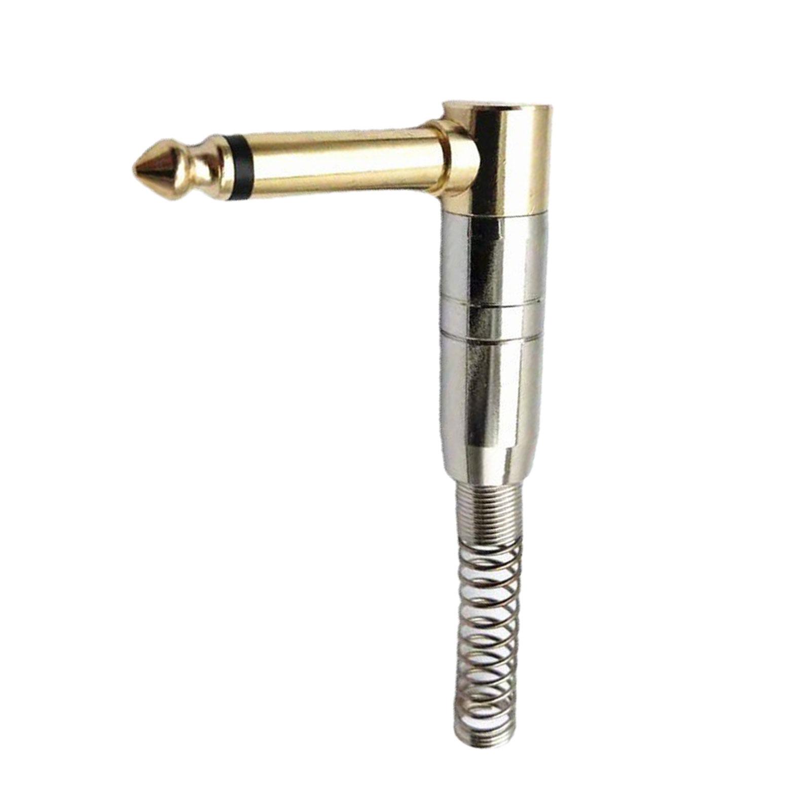 

Elbow 6.35mm Single Channel AUX Plug 90 Degree Large 2Pin Coppered Tube Welded Microphones Spring Connector срібний