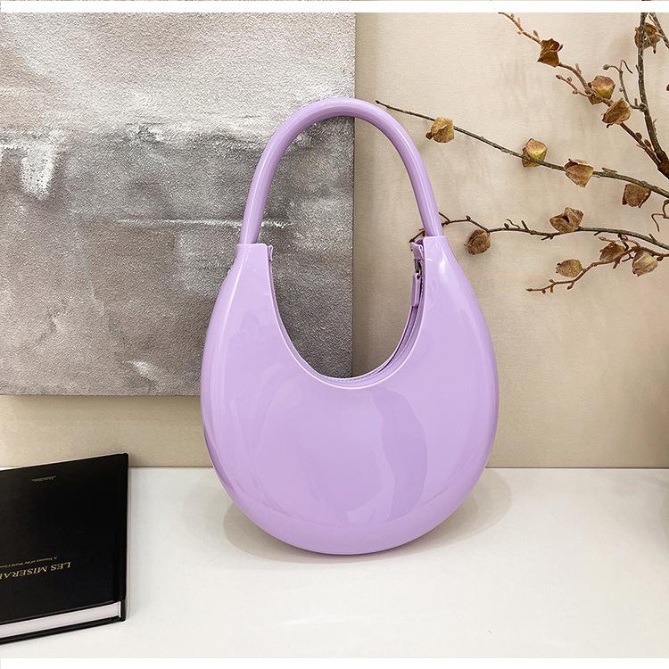 Niche Patent Leather Jelly Bag Women's Large-capacity New Summer Shoulder Armpit Bag Commuter Dumpling Bag