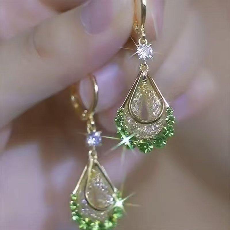 Korean-Style Elegant Rhinestone Ball Earrings - Versatile, Fashionable, and Ultra-Shiny Design.
