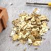 50pcs/box Hinges + 200 Screws Iron Golden/Antique Bronze 4 Holes Durable Furniture Hardware 16*13mm Mini Rounded Hinge Decor