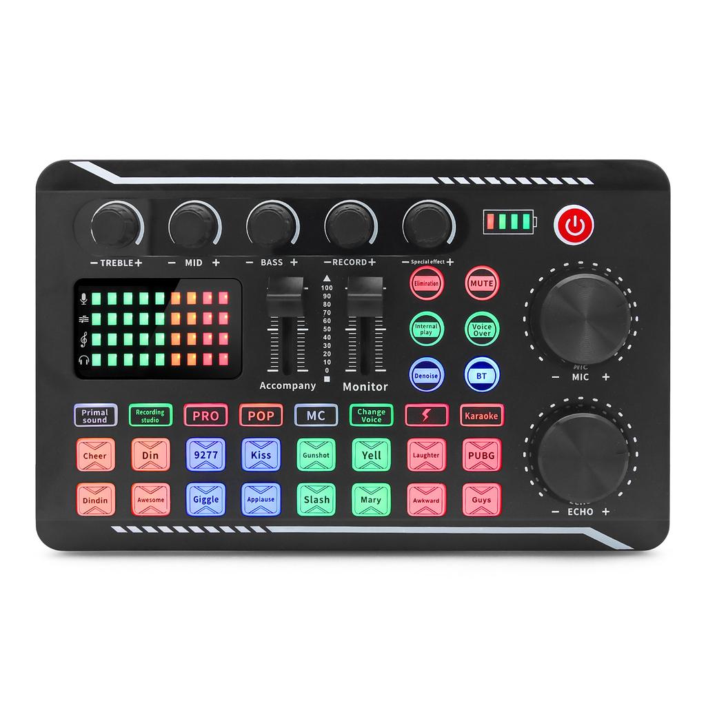 Live Podcast DJ Equipment F998 Sound Card Console Studio Soundcard Professional Sound Mixer For PC Condenser USB Wired
