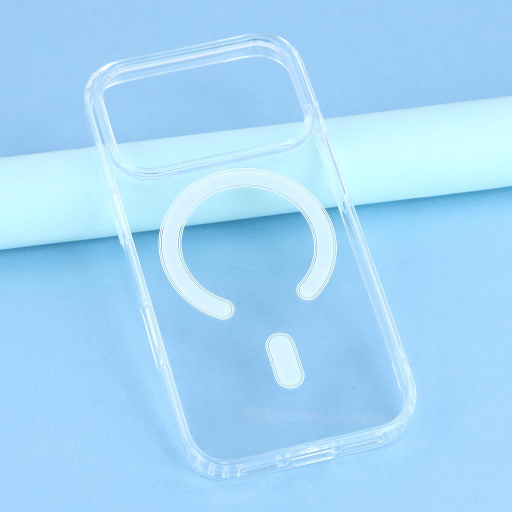 For iPhone 17 Pro Max Magnetic Case Acrylic+TPU Clear Phone Cover