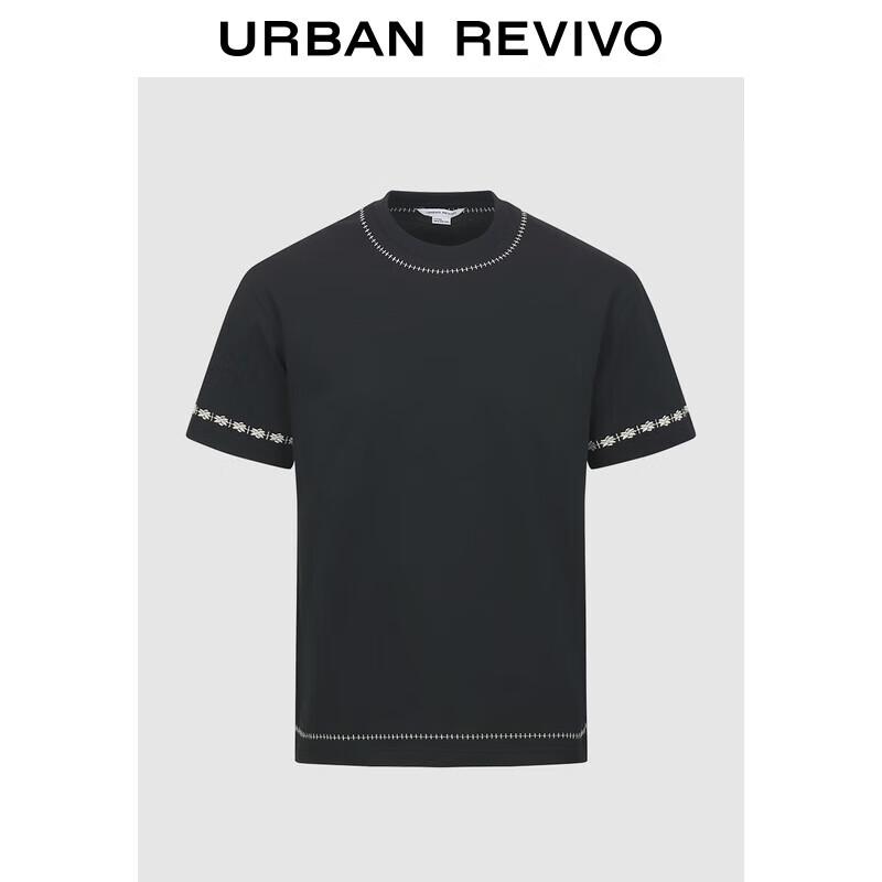 UR 2025 Men s Color-block Embroidered Cotton Short Sleeve T-shirt S
