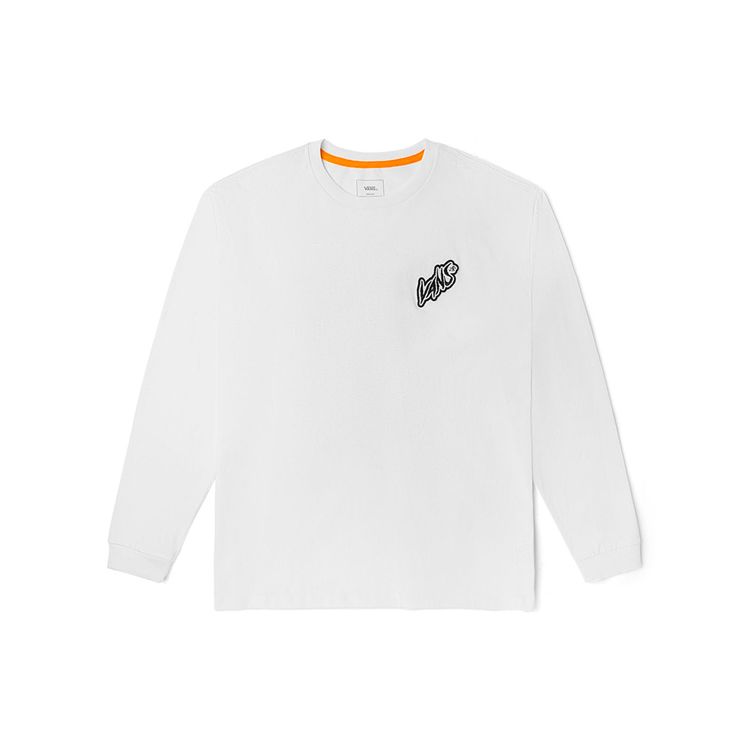 Vans Embroidered Logo Crew Neck Long Sleeve T-Shirt Unisex Tops White VN0002BRWHT
