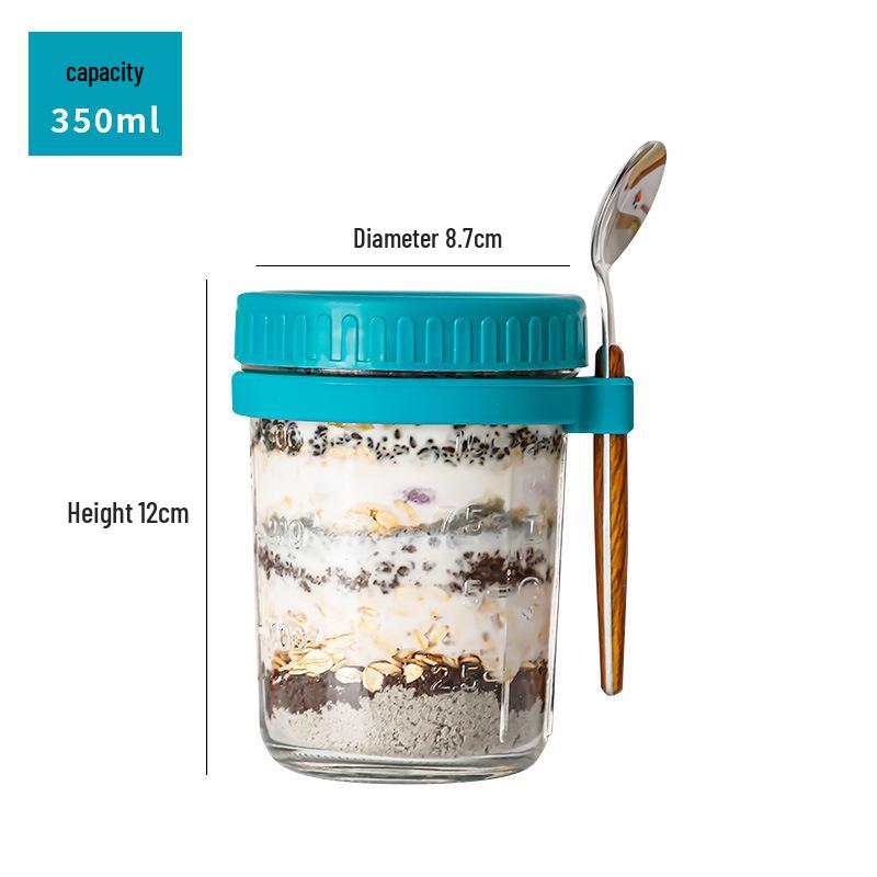 Portable Overnight Oats Mason Jar with Spoon and Graduated Lid Default