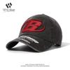 Letter embroidery washed soft top baseball cap couple trendy brim print old retro cap