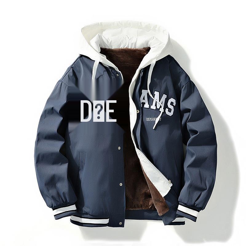 New American Trendy Fleece-Lined Hooded Baseball