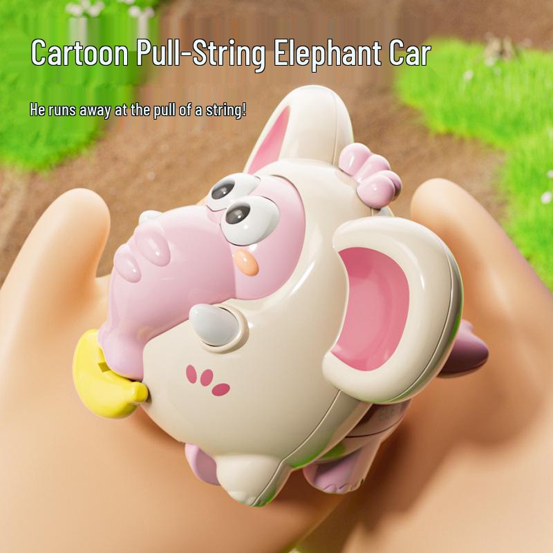 In-Stock Pull-String Elephant Car: Cute Crawling Baby Toy for Holding Head Learning