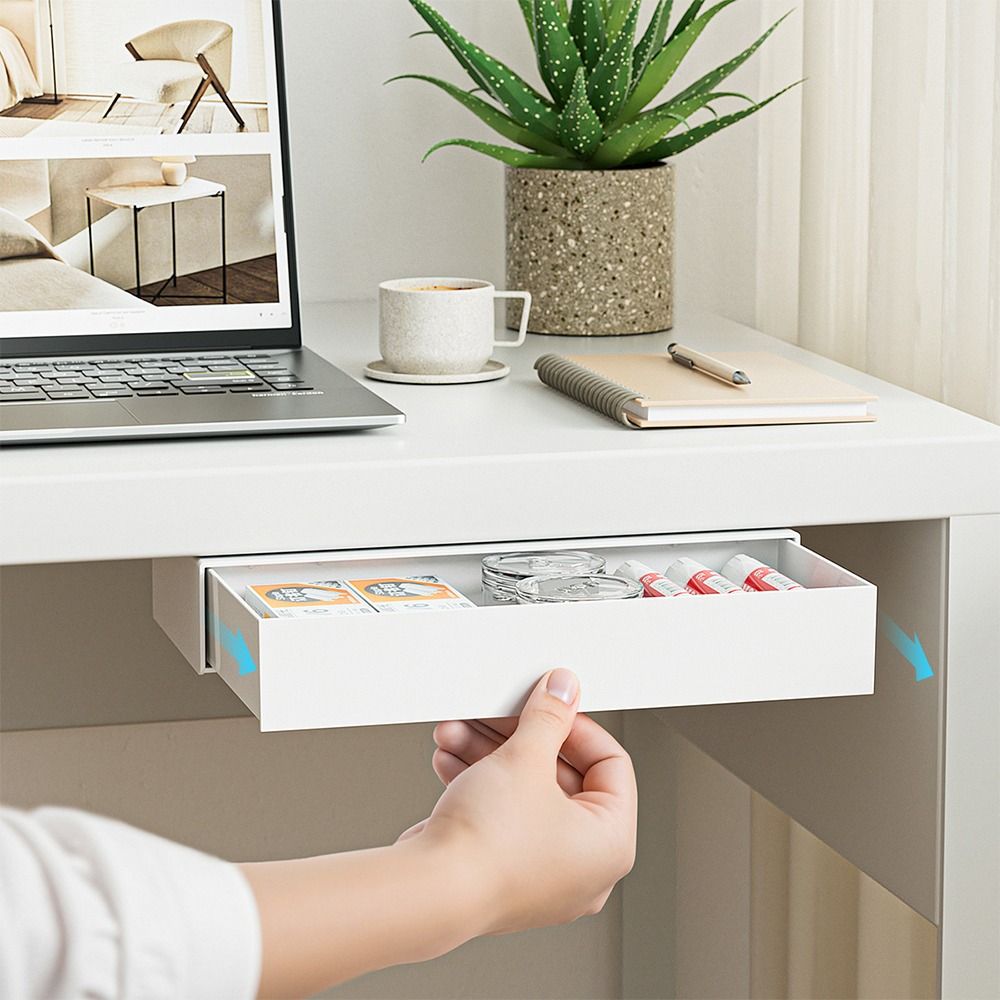 White Under Desk Storage Box Hidden Design Storage Box Hidden Storage Organizer Organizer Drawer Self Adhesive
