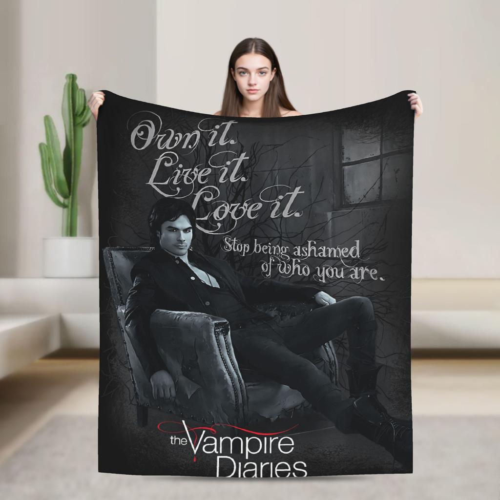 V-Vampire Diaries  Blanket Quality Warm Soft  Throw Blanket Winter Kids Adult Couch Chair Sofa Bed Funny Bedspread