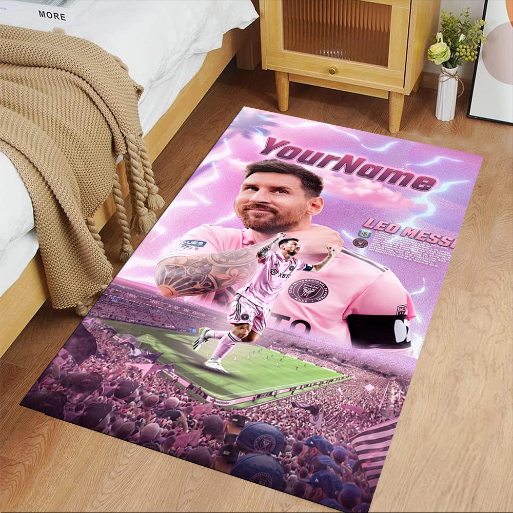 Messi Customizable Name Area Rug Suitable for Bedrooms Kitchen Decorate Room Living Rooms Anti-slip Rug Decorate Offices Spiritual Gift