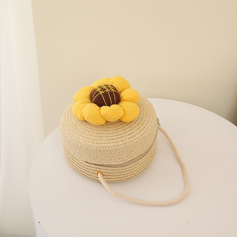 Round Straw Bag Women Woven Crossbody Beach Bag for Ladies Cute Rattan Handmade Knitted Shoulder Bag