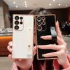 Plating Soft Silicone Case For Samsung Galaxy S25 Edge S24 S23 S22 S21 Ultra Plus FE Wrist Stand Shockproof Cover