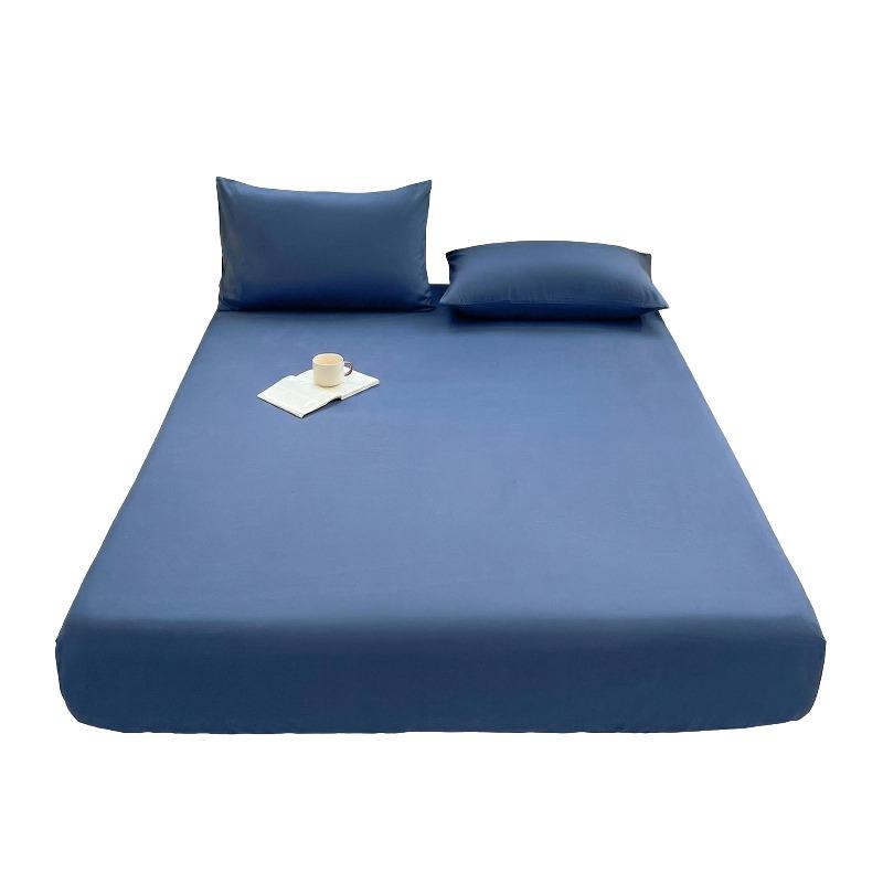 Solid Color Brushed Fitted Sheet Set Simple Mattress Protector Soft Breathable Bed Cover for Home Bedroom