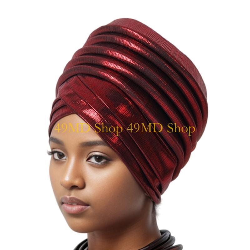 49MD Turban Lifter Volumn Hat Ethnic African Headwrap Multilayered Head Scarf Bonnet кларет