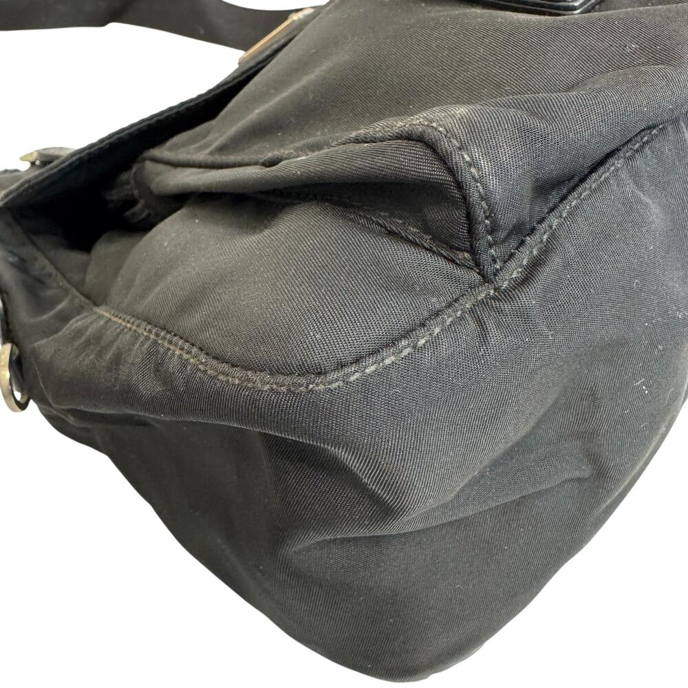 PRADA Triangle With logo Nylon Shoulder Bag black Nylon Used