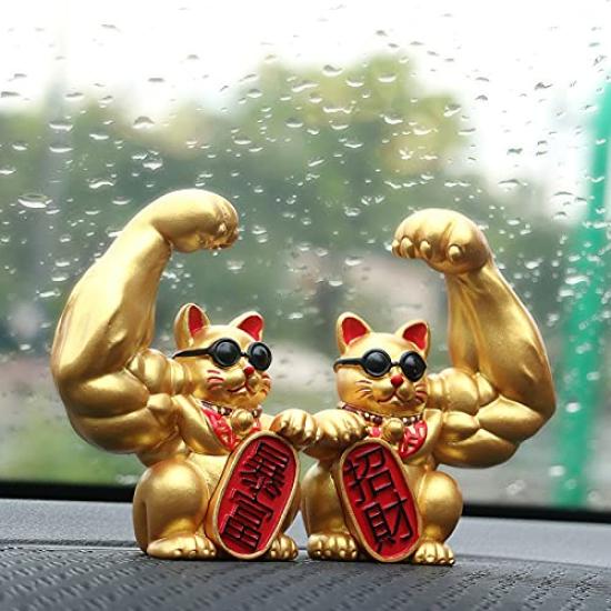 Lucky Cat Figurine for Good Luck and Perfect for a Housewarming or Business Auspicious Gift for Bringing Good Palm-sized Fortune, Opening. Fortune.