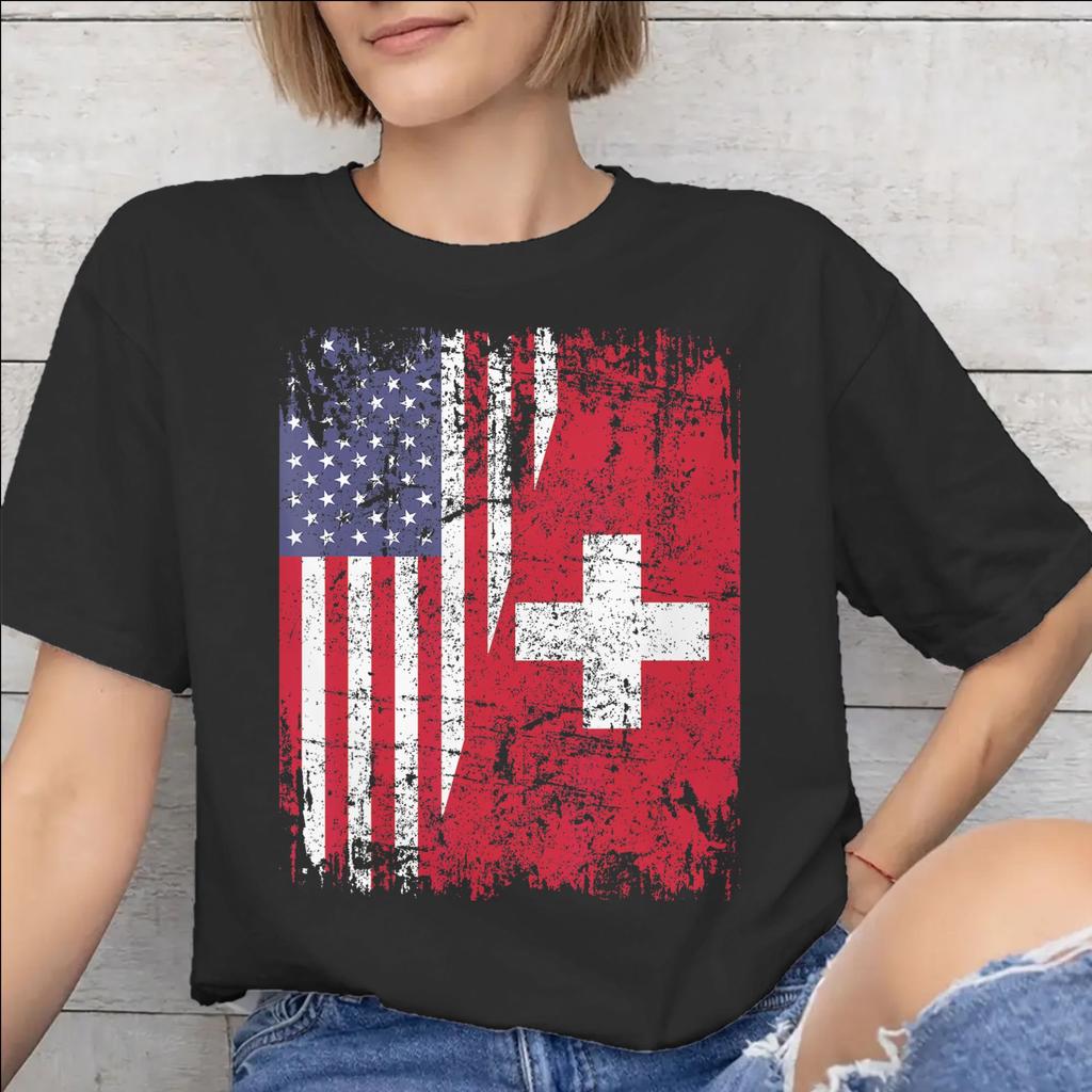 Swiss Switzerland Flag Accessories Unisex T Shirt Pure Cotton Tee Graphic Printed Tshirt Clothing