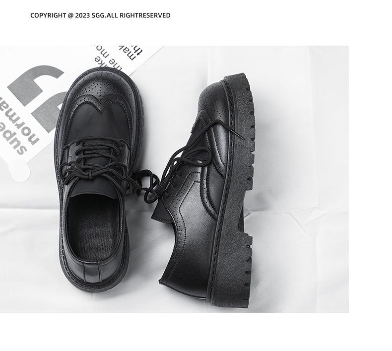 Herren Casual Britischer Stil Colorblock Lederschuhe mit dicker Sohle und Höhenerhöhung