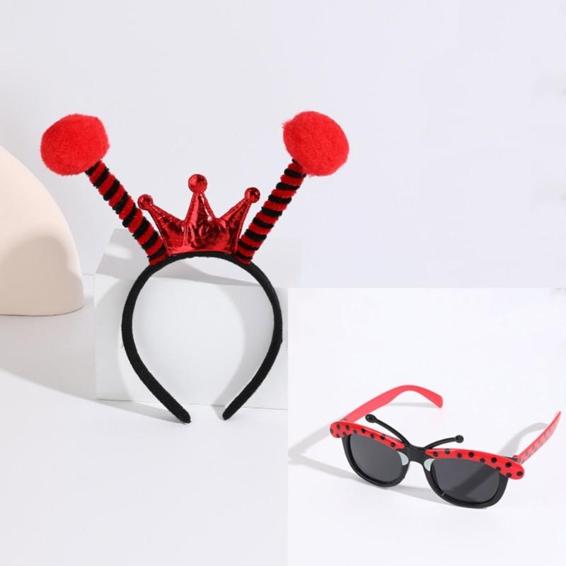 Bumble Bees Costume Kit for Kids Adult Bees Costume Antenna Headband Antenna Glasses for Halloween Cosplay Party Props