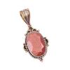 Natural Sunstone Gemstone 925 Solid Sterling Silver Two Tone Pendant 1.50" o5F23