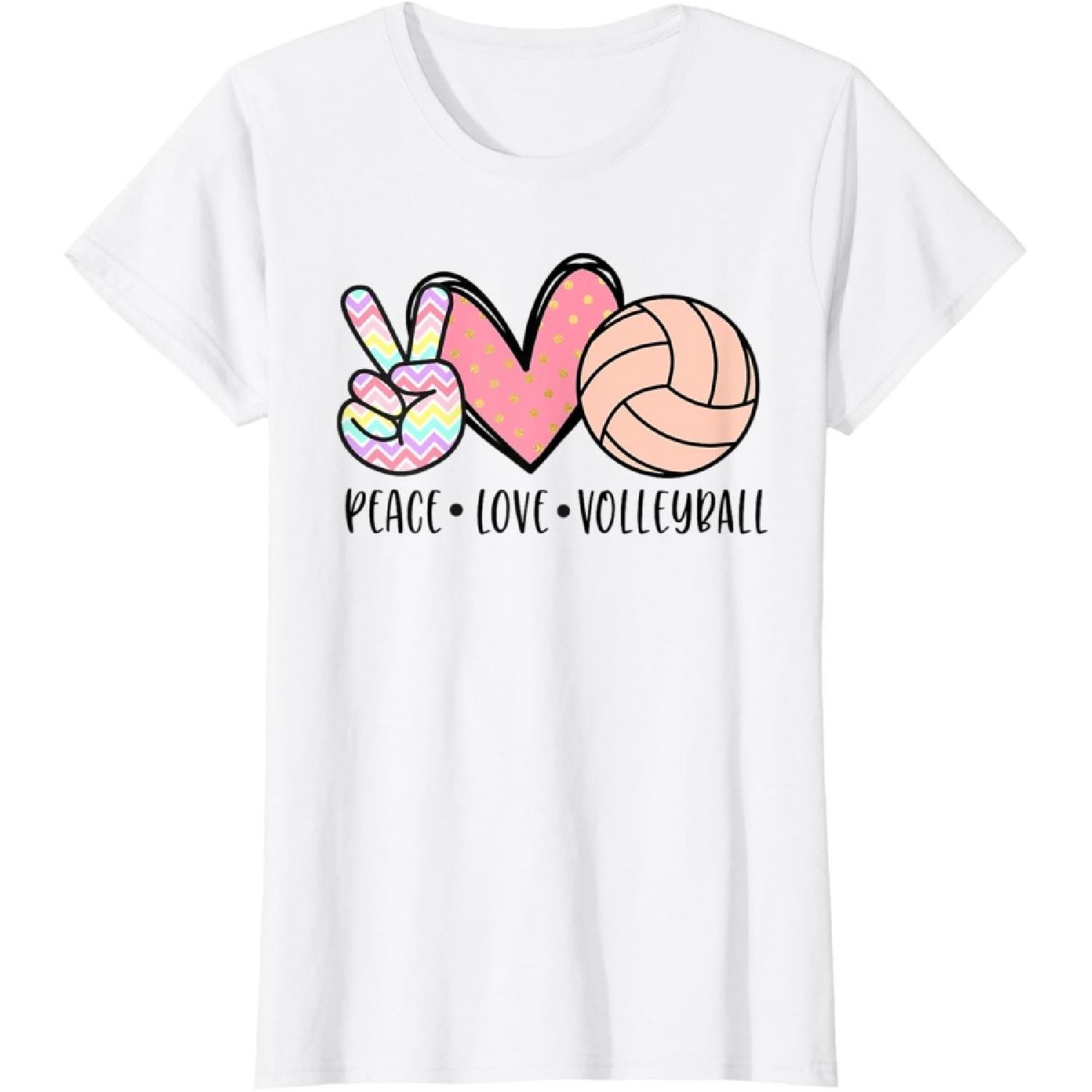 Мир Любовь Волейбол Милый Пастельный для Женщин Подростков Девочек Подростков Футболка(1) XXXXXL белый