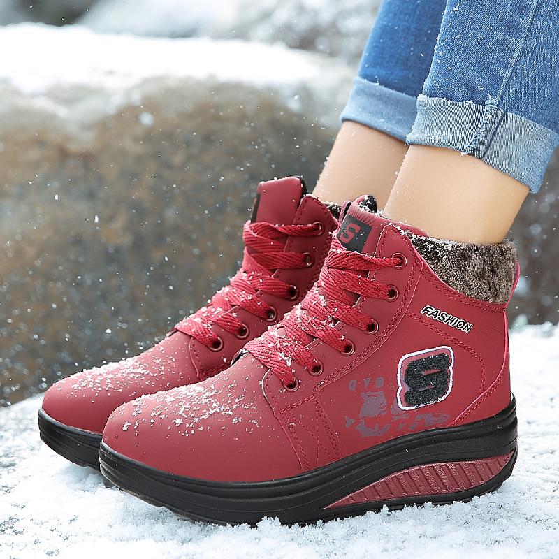 Зимние бархатные теплые высокие женские хлопковые туфли-качалки зимние ботинки спортивная — фото 13