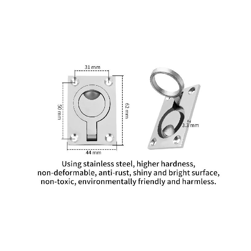 316 Stainless Steel Boat Hatch Pull Handle 62mm*45mm Flush Ring Lift Handle Deck Pull Ring Marine Hardware 62x45mm