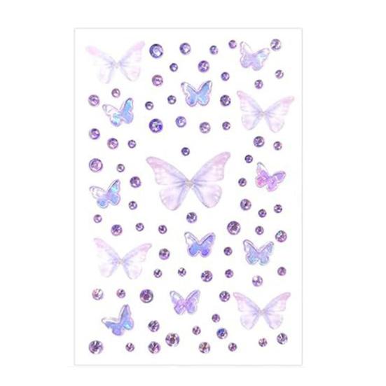Cartoon Butterfly Rhinestone Face Stickers for Kids Self-Adhesive Gem Stickers for Stage Performance Makeup DIY Girl Dress Up Party Props