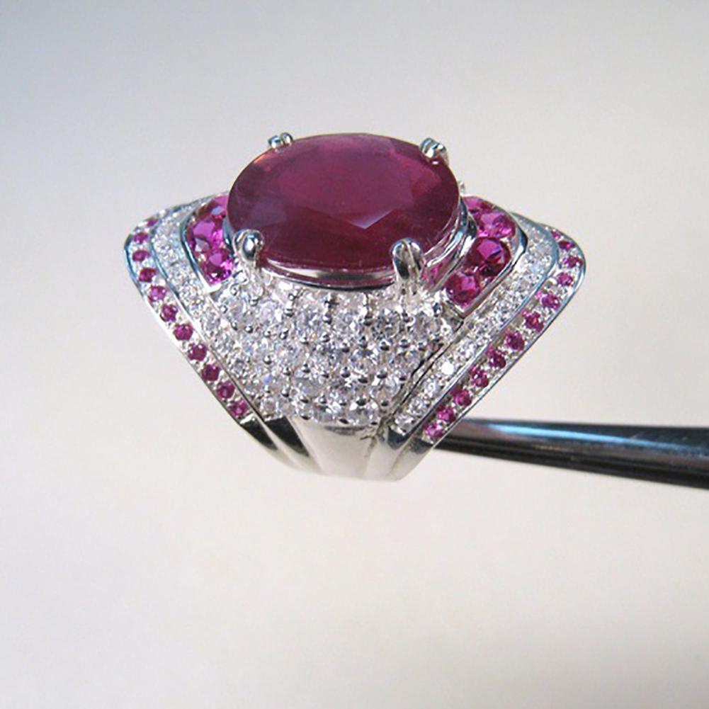 BLUELANS RINGS Ruby Stone Ring Sparkling FALSE Finger Inlaid Engagement Band Women Jewelry Gift