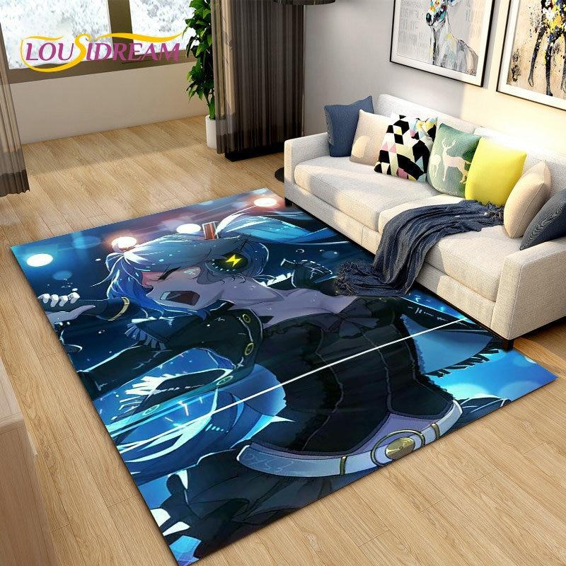 3D-Teppich mit japanischem Musik-Anime-Cartoon, Teppich für Wohnzimmer, Schlafzimmer, Sofa, Fußmatte, Dekoration, Kinder spielen, rutschfeste Bodenmatte