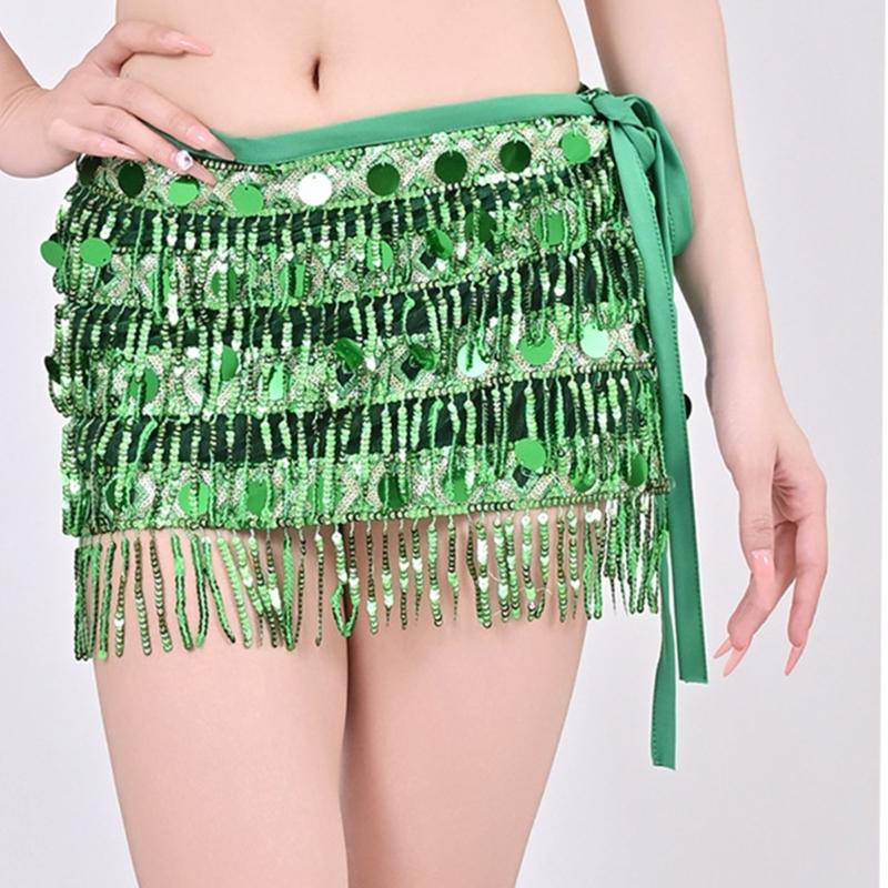 Belly Dance Hip Scarf With Detachable Fringe Skirt Adjustable Waist Chain For Performances And Practice