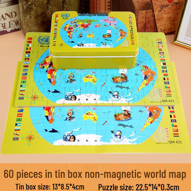 

Магнітна Дерев яна Карта Китаю Пазл у Бляшанці - 3D Розвиваюча Іграшка для Дітей