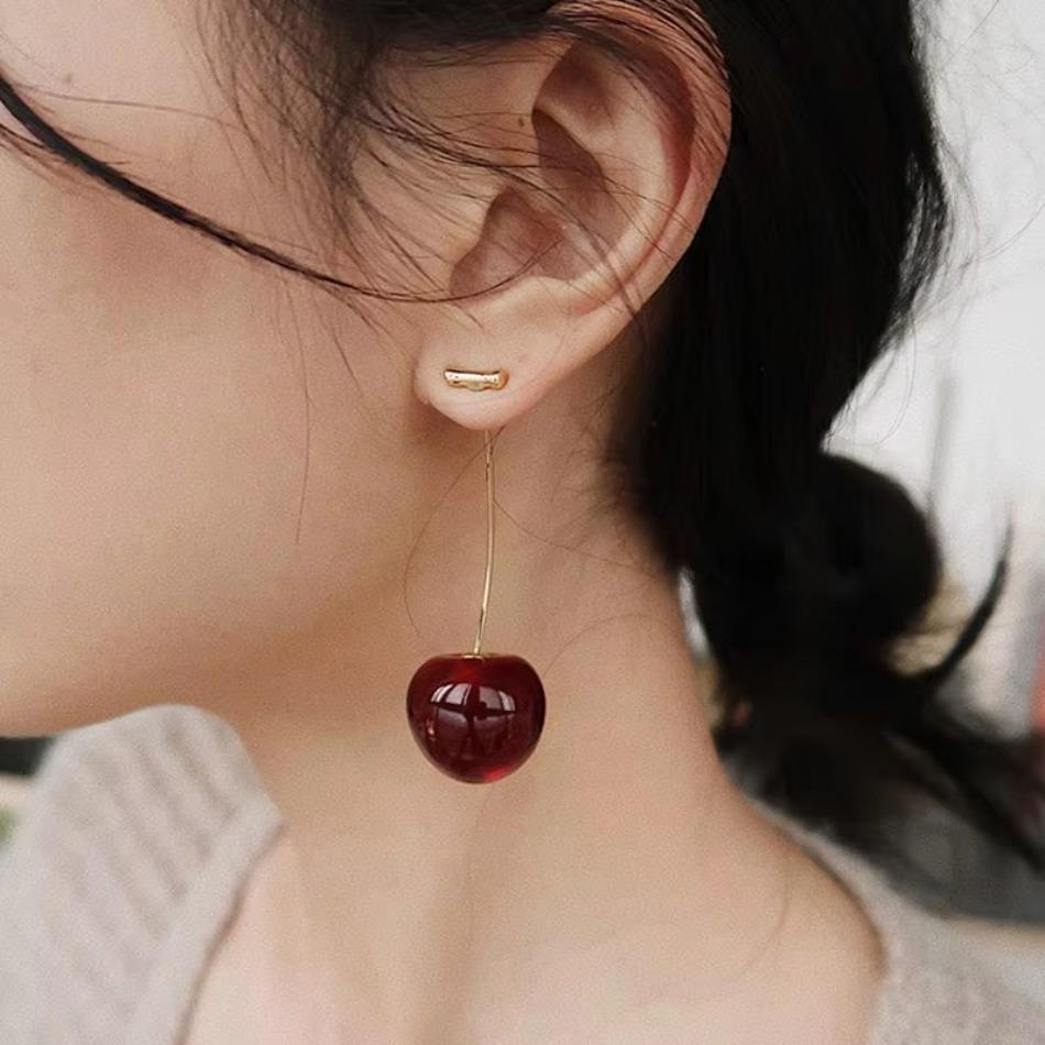 1 Pair Personality Earrings Charms Women Exquisite Fruit Earrings Fashionable Atmosphere Cherry Earrings