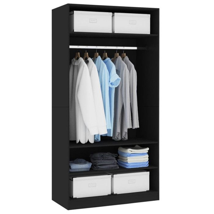 Wardrobe Black 100 X 50 X 200 Cm Engineered Wood