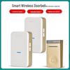Battery-Free Smart Wireless Doorbell with One Transmitter & Two Receivers, EU/US Plug, Long Range, Waterproof.