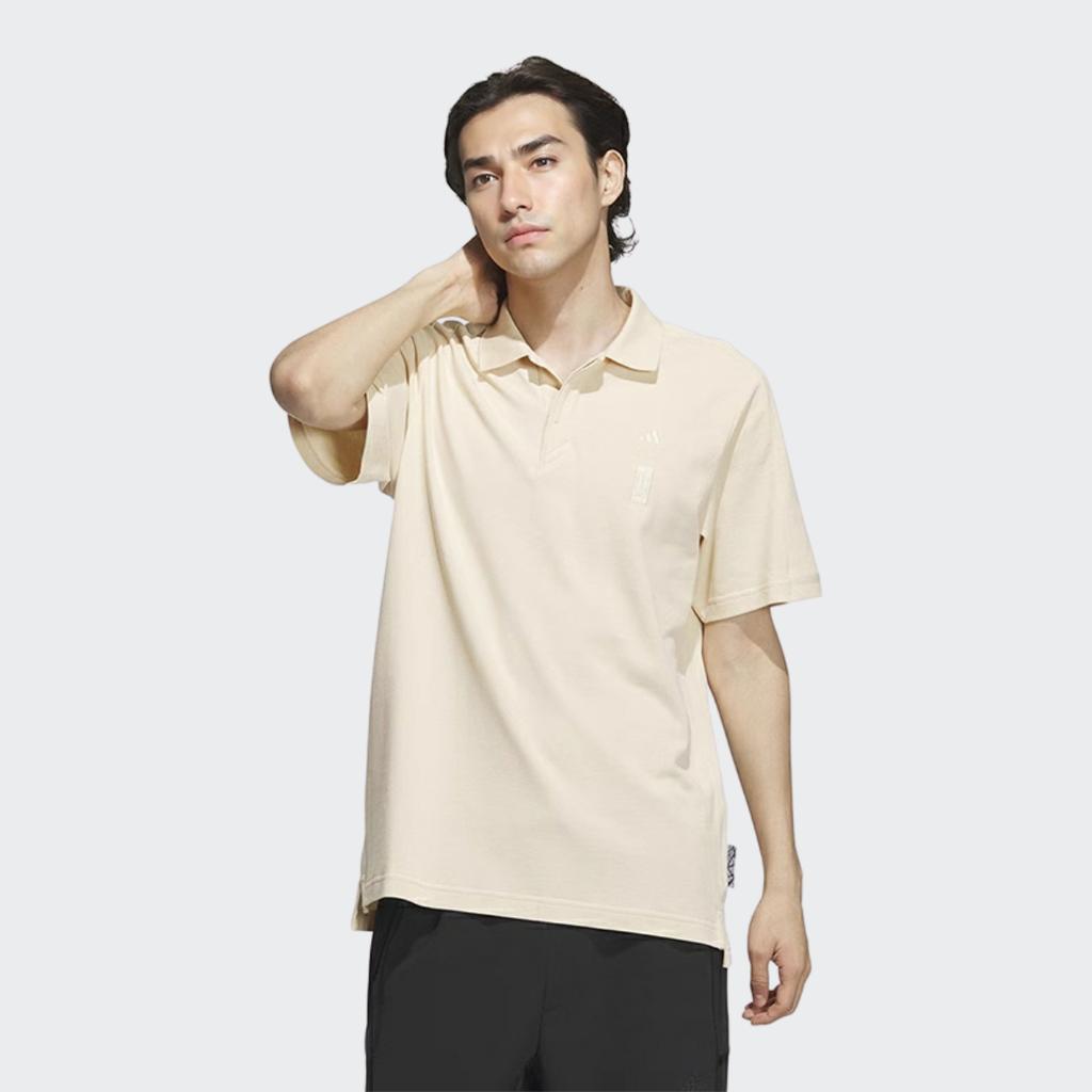 adidas Pure Color Brand Logo Sports Casual Polo Shirt Men Tops Rock-Layer-Sandstorm IP3684
