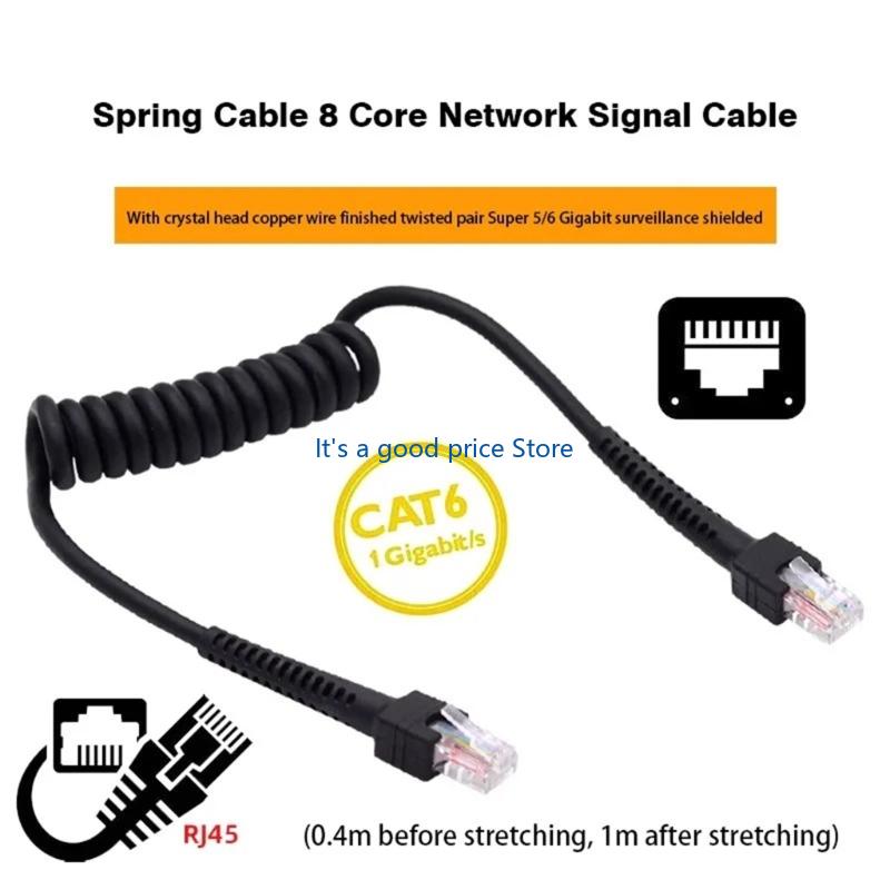 Cat6 Gigabit Spring Ethernet Cable 8 Cored Fast Speed Networking Wire for Security Camera and Router Connection
