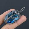 Tree Of Life Swiss Blue Topaz Copper Wire Wrap Jewelry Pendant 2.48" I3Z46