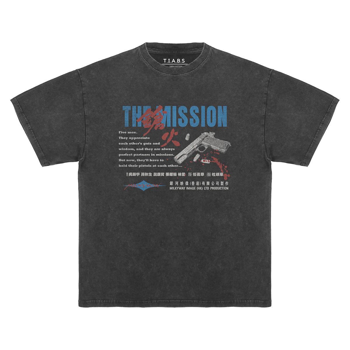 The Mission TShirt HK Movie Johnnie To A Better Tomorrow Retro Washed Loose Drop Shoulder Mens Clothing Short Sleeves Shirt S