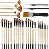 32Pcs Paint Brush Set For Acrylic Painting Premium Nylon Bristles With Round Filbert,Flat,Fan,Angle,Fine Detail Brush For Artist