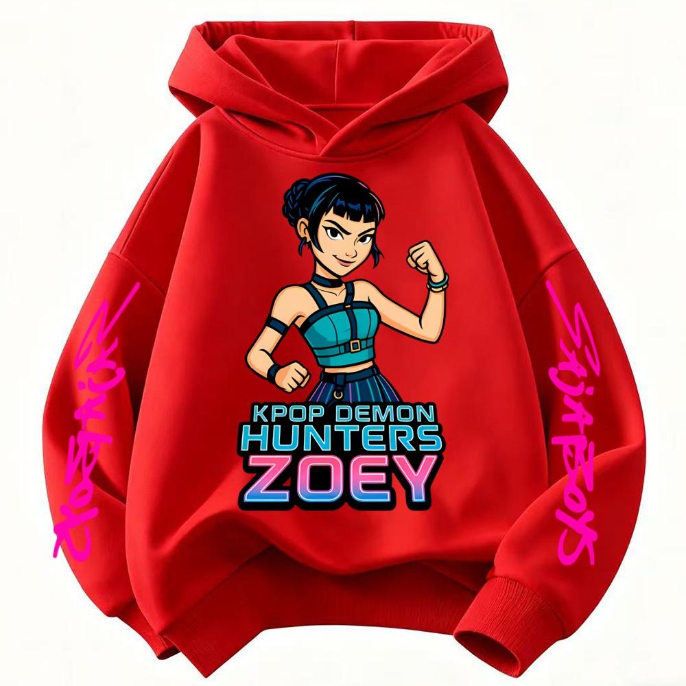 Cute Children's Clothes KPop Devil Hunter Fashion Print Casual Movie Girls Boys Winter Casual Woolen Hoodies