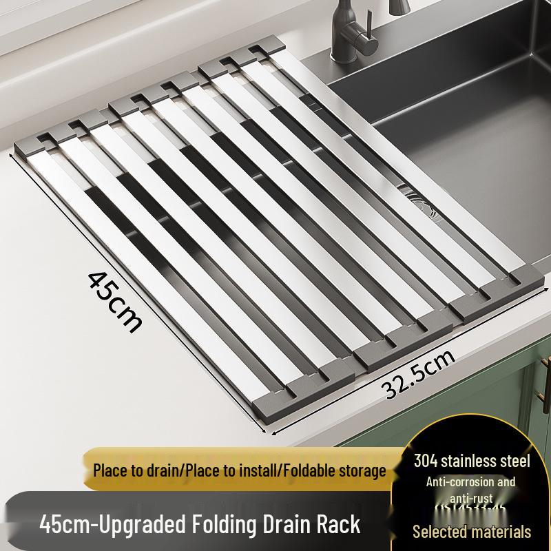 304 Stainless Steel Foldable Sink Drainer & Dish Drying Rack