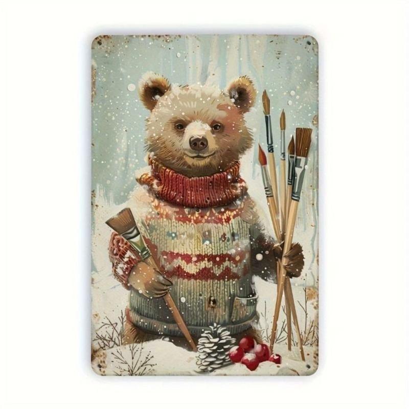 Vintage Merry Christmas Metal Sign, Retro Holiday Wall Decor 20x30cm