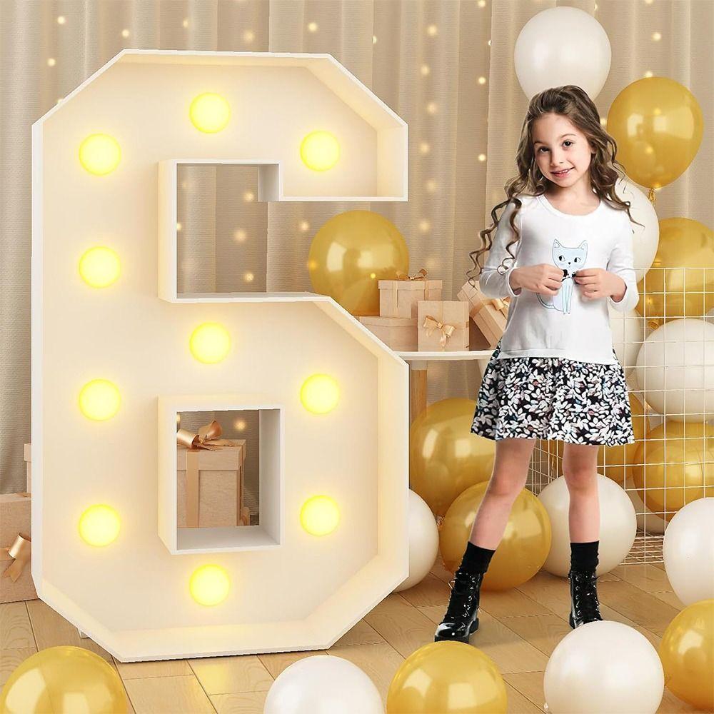 Light Up Balloons LED Light Balloon 0-9 Numbers Birthday Balloon Frame  Party Decoration